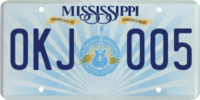 MS license plate OKJ005