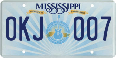 MS license plate OKJ007