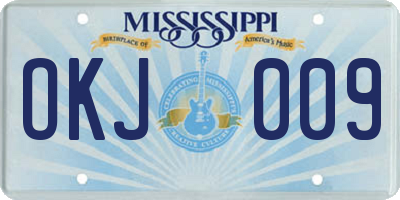 MS license plate OKJ009