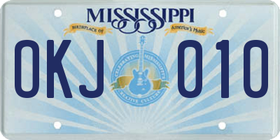 MS license plate OKJ010