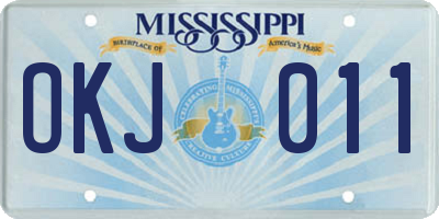 MS license plate OKJ011