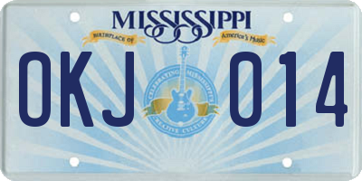 MS license plate OKJ014
