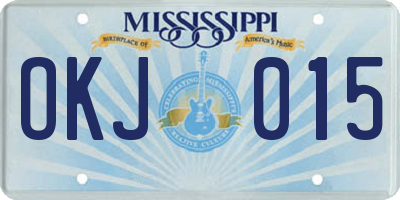 MS license plate OKJ015