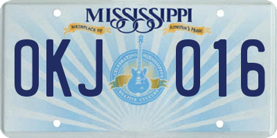 MS license plate OKJ016