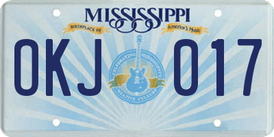 MS license plate OKJ017
