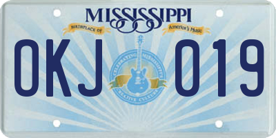 MS license plate OKJ019