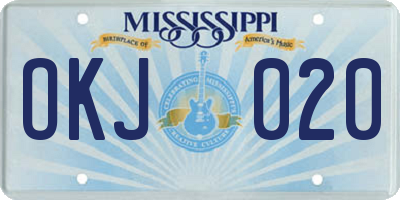 MS license plate OKJ020