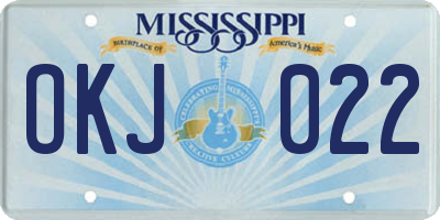 MS license plate OKJ022