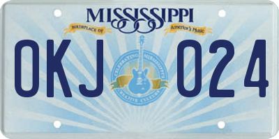 MS license plate OKJ024