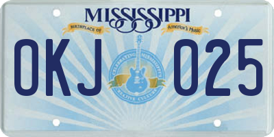 MS license plate OKJ025