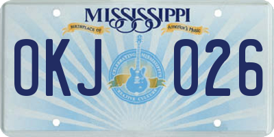 MS license plate OKJ026