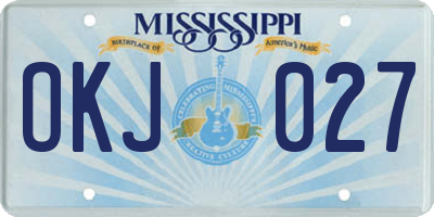 MS license plate OKJ027