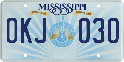 MS license plate OKJ030