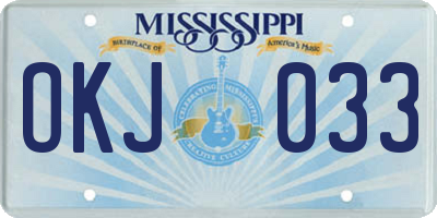 MS license plate OKJ033