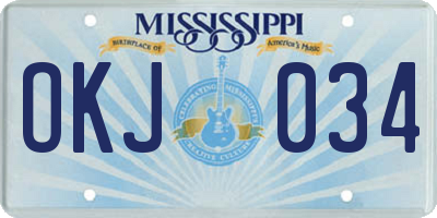 MS license plate OKJ034