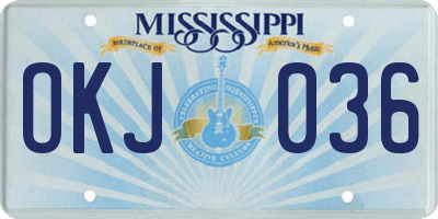 MS license plate OKJ036