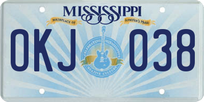 MS license plate OKJ038