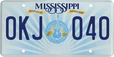 MS license plate OKJ040