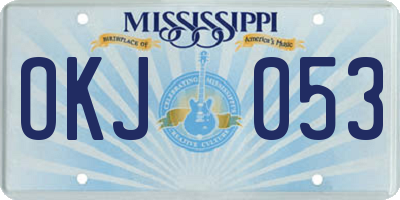 MS license plate OKJ053