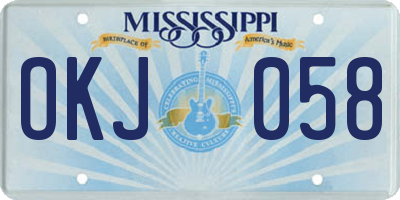 MS license plate OKJ058