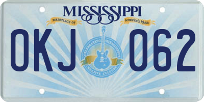 MS license plate OKJ062