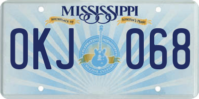 MS license plate OKJ068