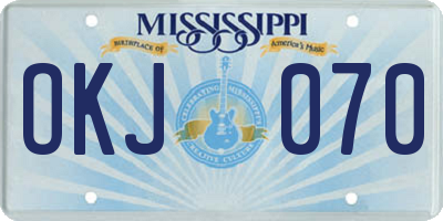 MS license plate OKJ070