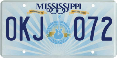 MS license plate OKJ072