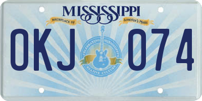 MS license plate OKJ074