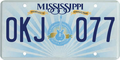 MS license plate OKJ077
