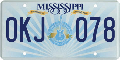 MS license plate OKJ078