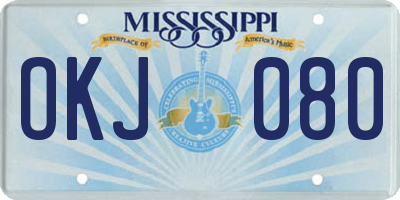 MS license plate OKJ080