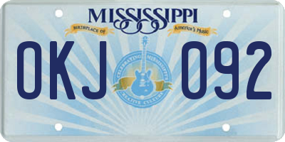 MS license plate OKJ092