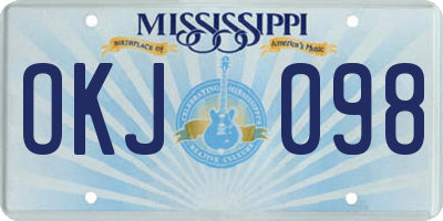 MS license plate OKJ098