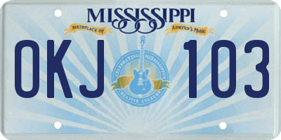 MS license plate OKJ103