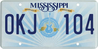 MS license plate OKJ104