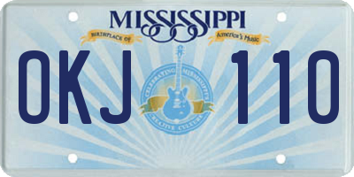 MS license plate OKJ110
