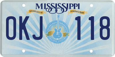 MS license plate OKJ118