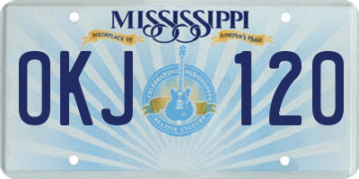 MS license plate OKJ120