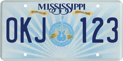 MS license plate OKJ123