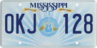 MS license plate OKJ128