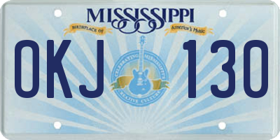 MS license plate OKJ130
