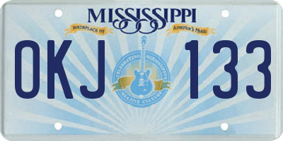 MS license plate OKJ133