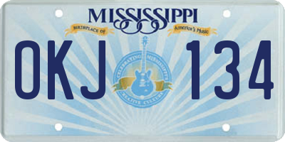 MS license plate OKJ134