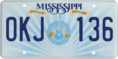 MS license plate OKJ136