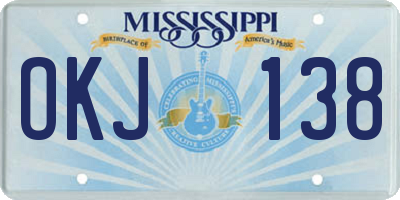 MS license plate OKJ138