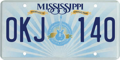 MS license plate OKJ140