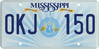 MS license plate OKJ150