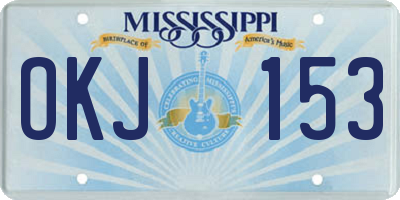 MS license plate OKJ153