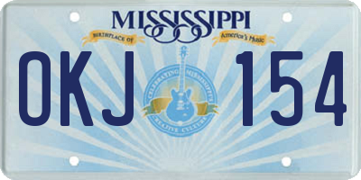 MS license plate OKJ154